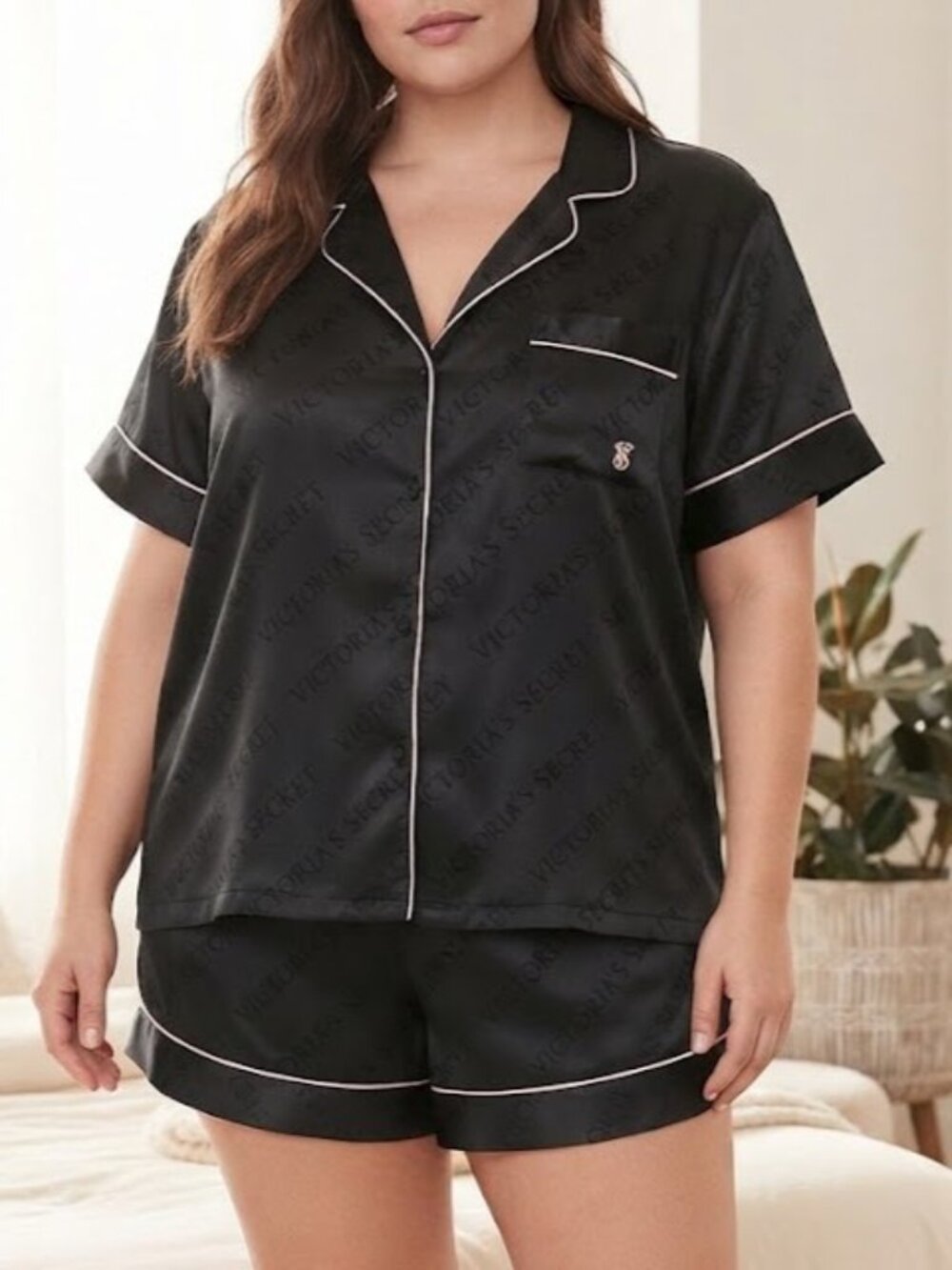 Victoria's Secret Black Satin Short Pajama Set